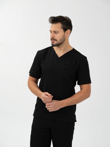 Bluza medyczna męska scrubs BASIC CZARNA