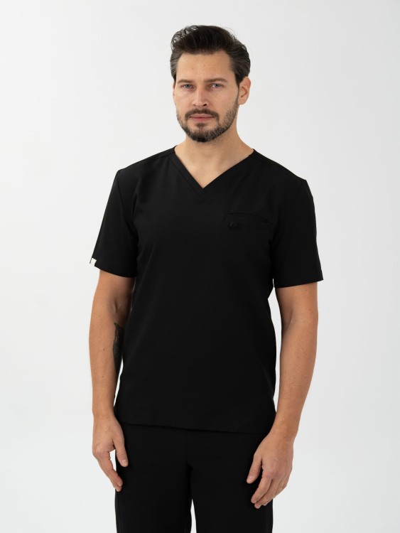 Bluza medyczna męska scrubs BASIC CZARNA