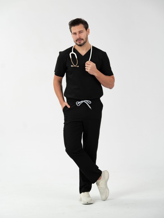 Spodnie medyczne męskie scrubs BASIC CZARNE