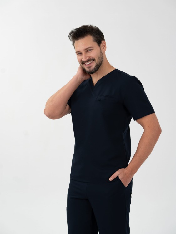 Bluza medyczna męska scrubs BASIC GRANAT