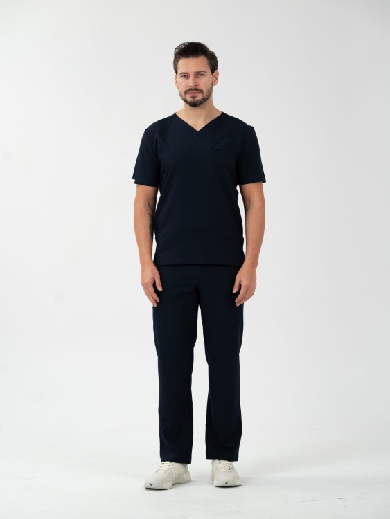 Bluza medyczna męska scrubs BASIC GRANAT