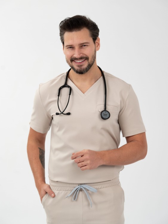 Bluza medyczna męska scrubs BASIC COLD NUDE