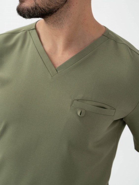 Bluza medyczna męska scrubs BASIC OLIVE