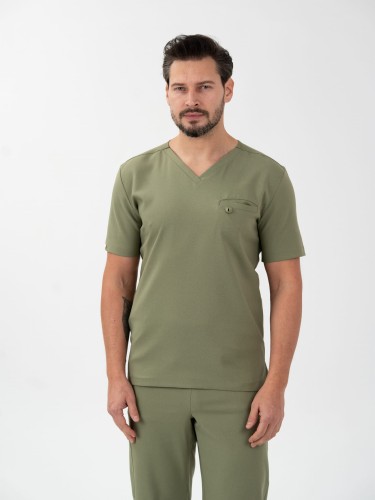 Bluza medyczna męska scrubs BASIC OLIVE