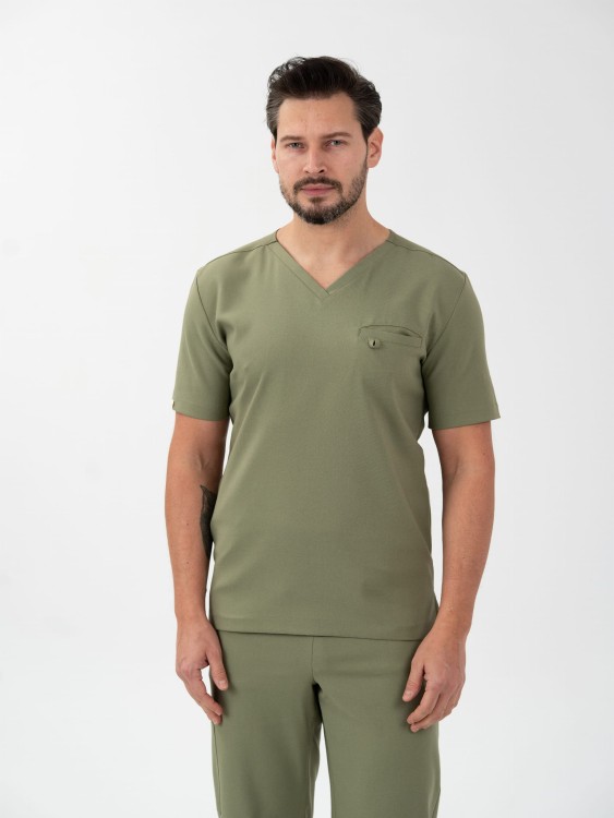 Bluza medyczna męska scrubs BASIC OLIVE