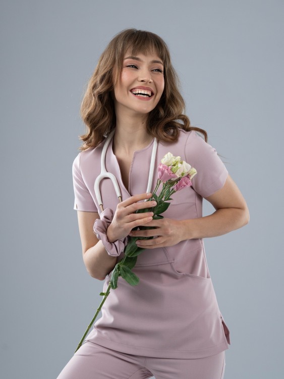 Bluza medyczna damska scrubs SLIM ROSY NUDE