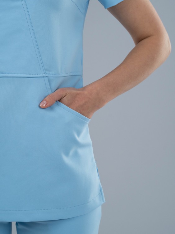 Bluza medyczna damska scrubs SLIM SKY BLUE