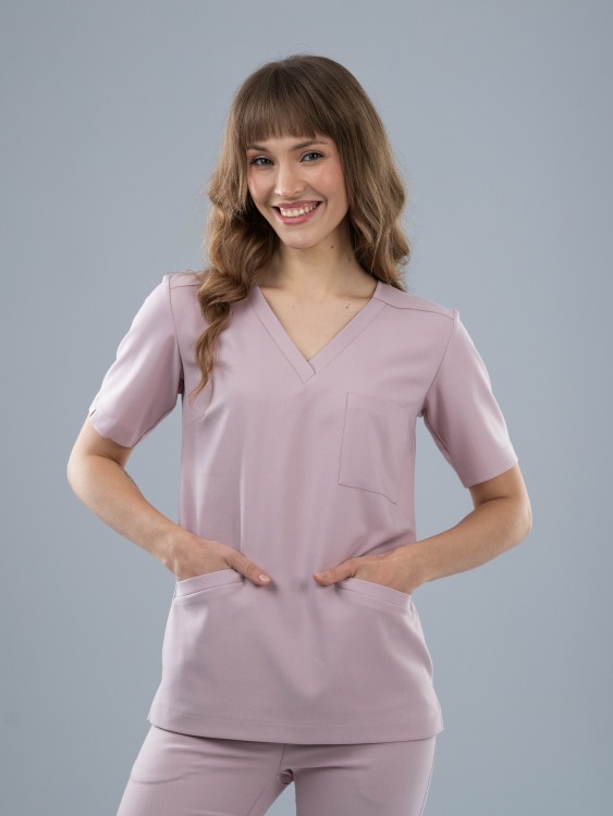 Bluza medyczna damska scrubs BASIC ROSY NUDE