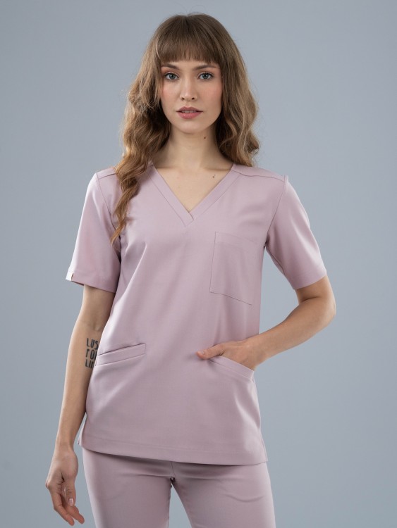 Bluza medyczna damska scrubs BASIC ROSY NUDE
