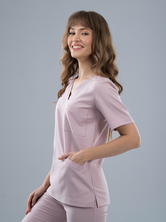 Bluza medyczna damska scrubs BASIC ROSY NUDE