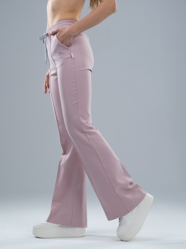 Spodnie medyczne damskie scrubs DZWONY ROSY NUDE