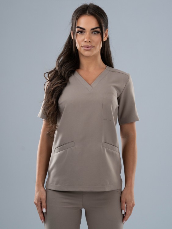 Bluza medyczna damska scrubs BASIC MOKKA