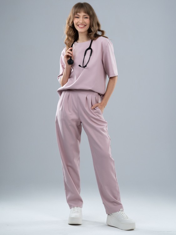 Spodnie medyczne damskie scrubs BASIC PRO ROSY NUDE