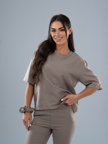 Bluza medyczna damska scrubs BASIC PRO MOKKA