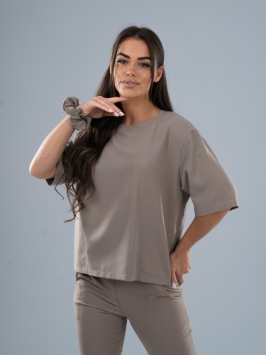 Bluza medyczna damska scrubs BASIC PRO MOKKA