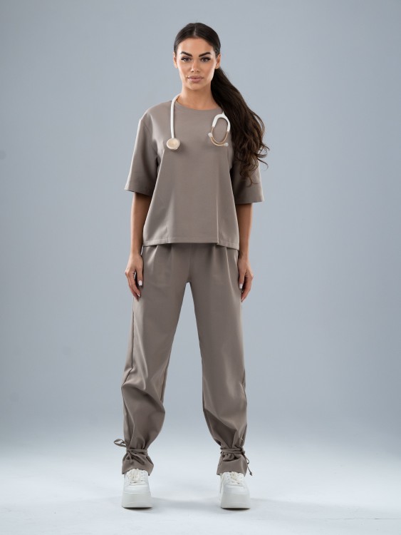 Bluza medyczna damska scrubs BASIC PRO MOKKA