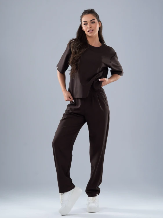 Spodnie medyczne damskie scrubs BASIC PRO CZEKOLADA