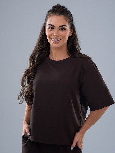 Bluza medyczna damska scrubs BASIC PRO CZEKOLADA