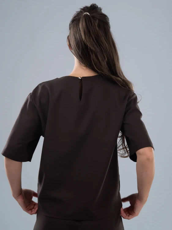Bluza medyczna damska scrubs BASIC PRO CZEKOLADA