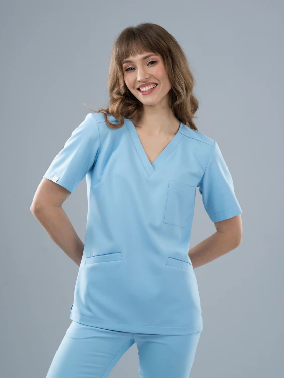 Bluza medyczna damska scrubs BASIC SKY BLUE