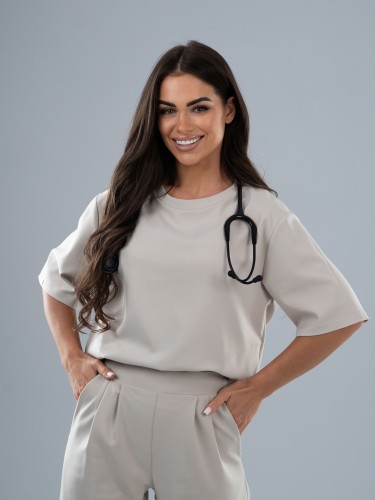 Bluza medyczna damska scrubs BASIC PRO COLD NUDE