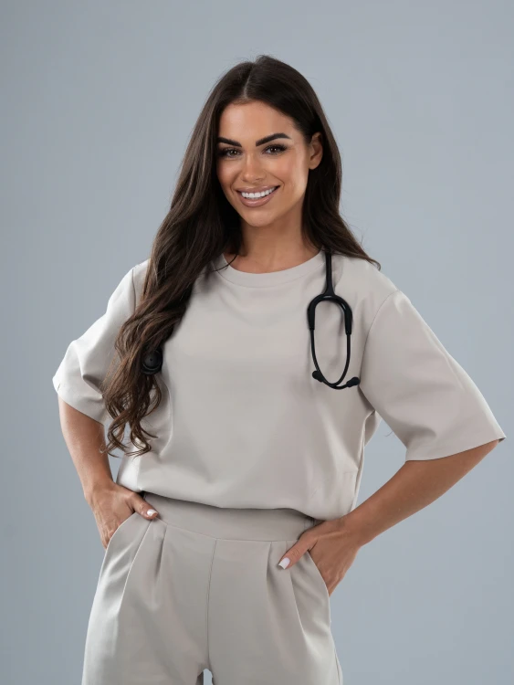 Bluza medyczna damska scrubs BASIC PRO COLD NUDE
