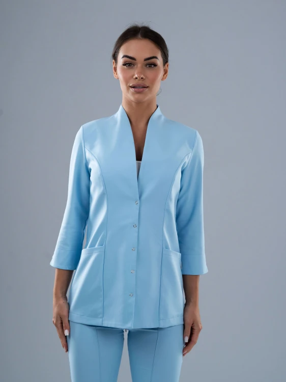 Fartuch medyczno-kosmetyczny CLASSY SKY BLUE krótki
