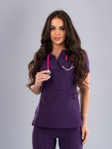 Bluza medyczna damska scrubs SLIM ŚLIWKA