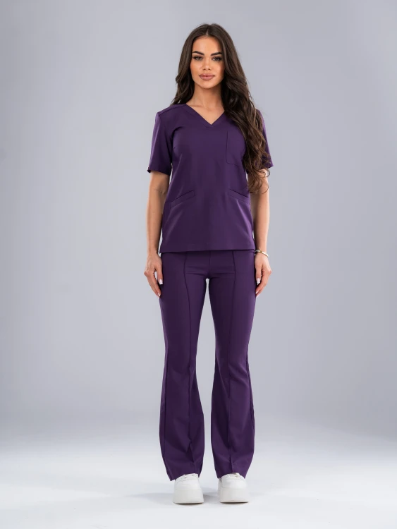 Bluza medyczna damska scrubs BASIC ŚLIWKA