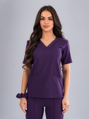 Bluza medyczna damska scrubs BASIC ŚLIWKA