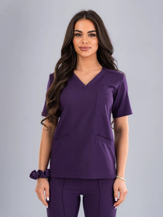 Bluza medyczna damska scrubs BASIC ŚLIWKA