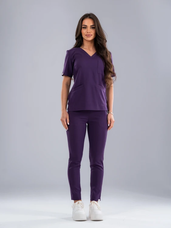 Bluza medyczna damska scrubs BASIC ŚLIWKA