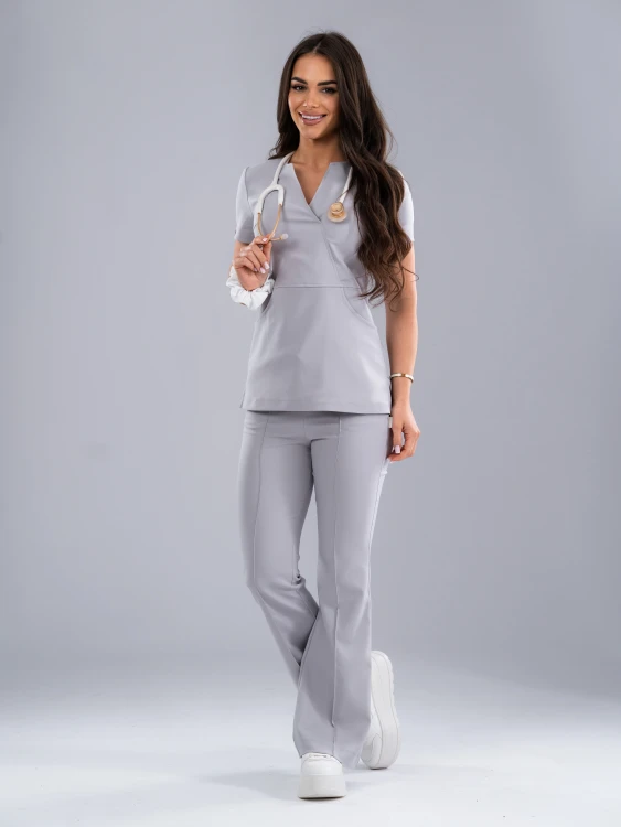 Bluza medyczna damska scrubs SLIM MILKY GREY