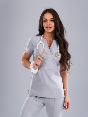 Bluza medyczna damska scrubs SLIM MILKY GREY