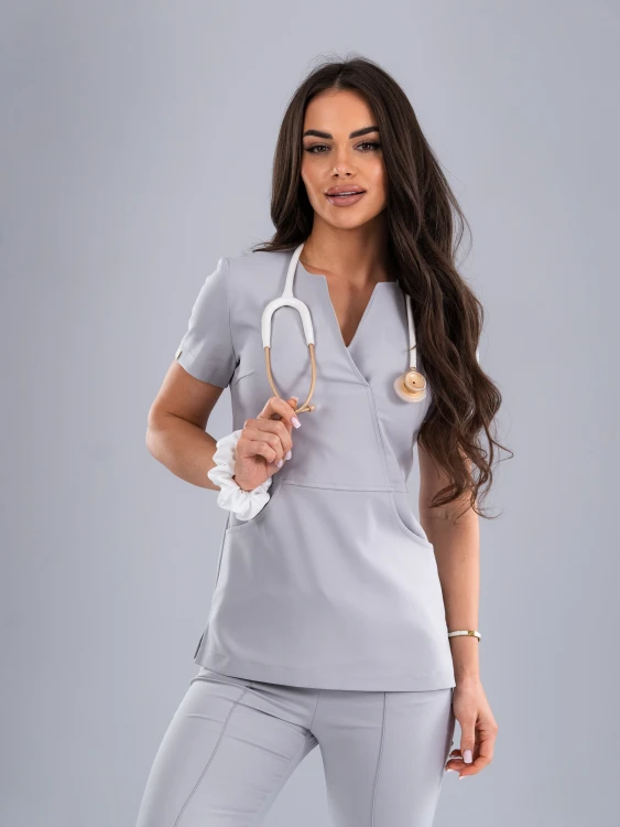 Bluza medyczna damska scrubs SLIM MILKY GREY
