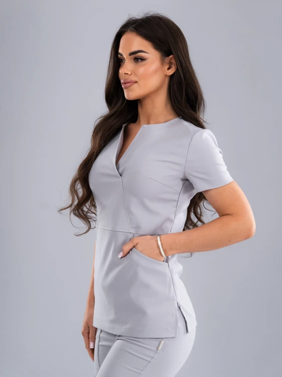 Bluza medyczna damska scrubs SLIM MILKY GREY