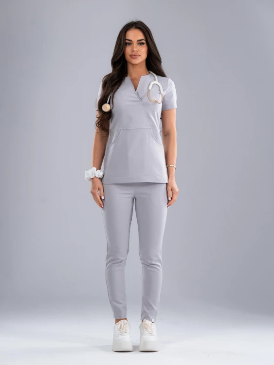Bluza medyczna damska scrubs SLIM MILKY GREY