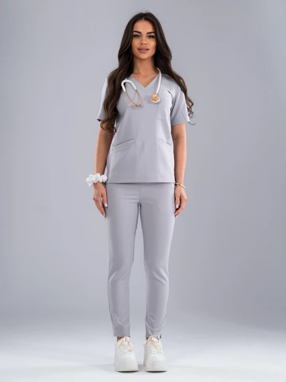 Spodnie medyczne damskie scrubs PROSTE MILKY GREY