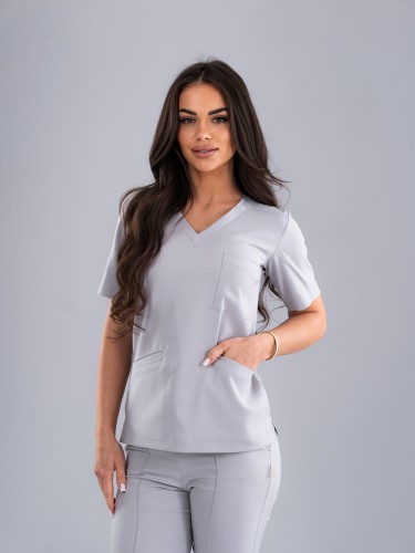 Spodnie medyczne damskie scrubs PROSTE MILKY GREY