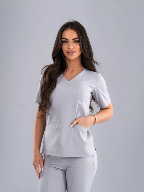 Spodnie medyczne damskie scrubs PROSTE MILKY GREY