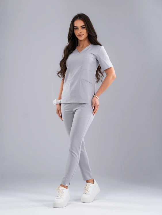 Spodnie medyczne damskie scrubs PROSTE MILKY GREY
