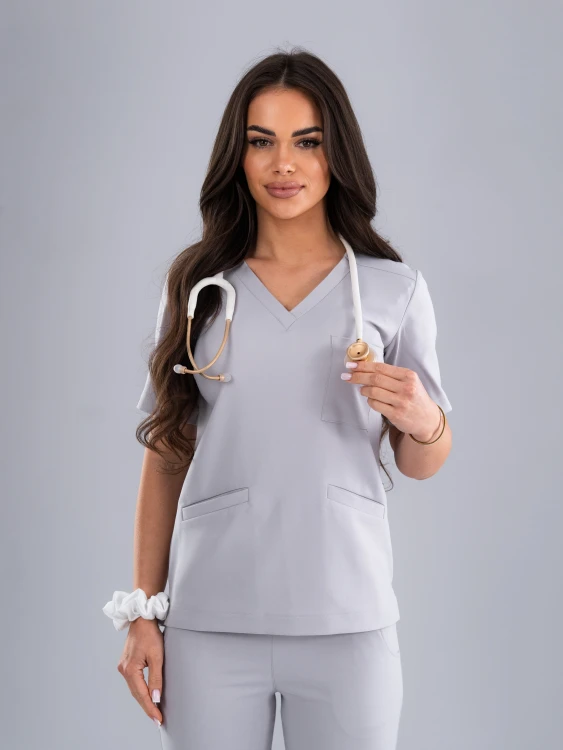 Spodnie medyczne damskie scrubs PROSTE MILKY GREY