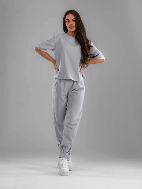 Spodnie medyczne damskie scrubs BASIC PRO MILKY GREY