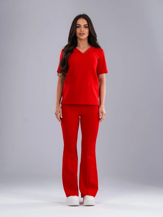 Bluza medyczna damska scrubs BASIC FIRE RED