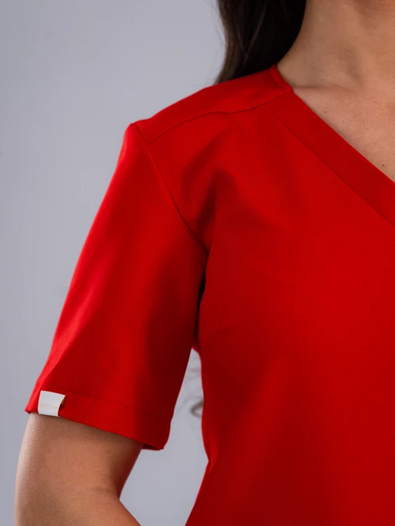 Bluza medyczna damska scrubs BASIC FIRE RED