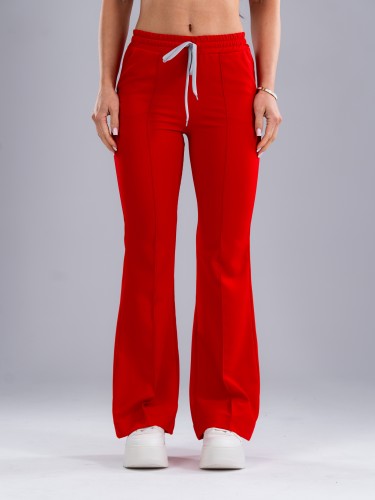 Spodnie medyczne damskie scrubs DZWONY FIRE RED