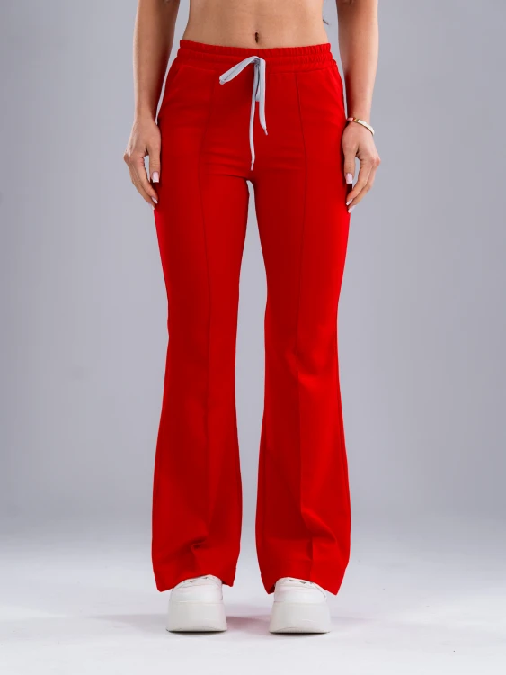 Spodnie medyczne damskie scrubs DZWONY FIRE RED