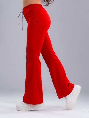 Spodnie medyczne damskie scrubs DZWONY FIRE RED