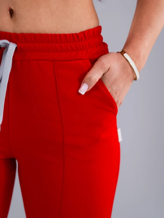 Spodnie medyczne damskie scrubs DZWONY FIRE RED