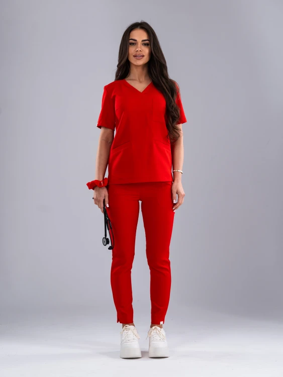 Spodnie medyczne damskie scrubs PROSTE FIRE RED